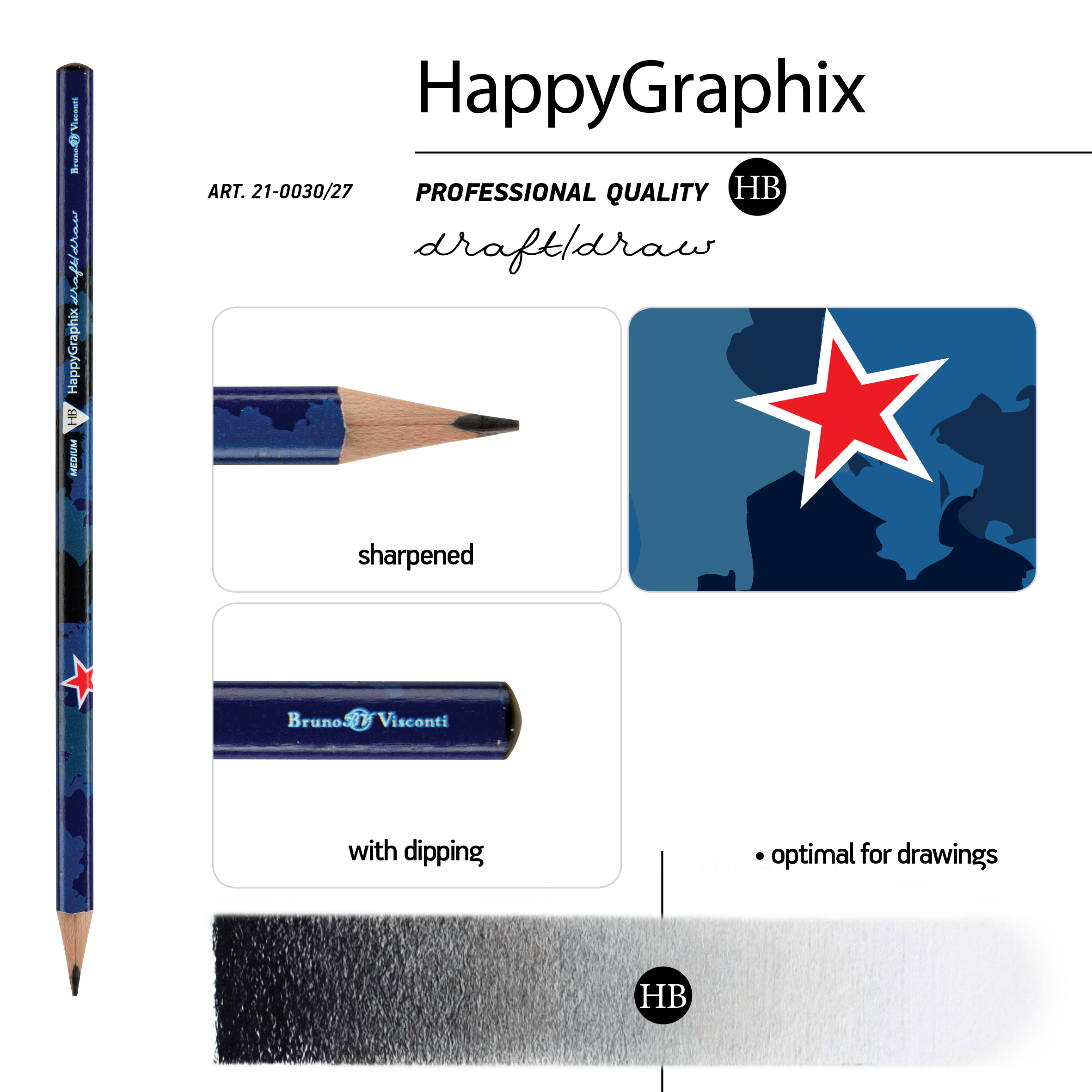 КАРАНДАШ ЧЕРНОГРАФИТОВЫЙ "HappyGraphix" МИЛИТАРИ СИНИЙ НВ КАРАНДАШ ЧЕРНОГРАФИТОВЫЙ "HappyGraphix" МИЛИТАРИ СИНИЙ НВ
