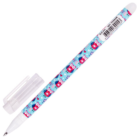 Ручка стираемая гелевая ЮНЛАНДИЯ "Совята", СИНЯЯ, корпус ассорти, узел Ручка стираемая гелевая ЮНЛАНДИЯ "Совята", СИНЯЯ, корпус ассорти, узел