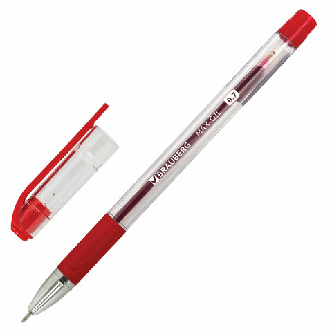 Ручка шариковая масляная с грипом BRAUBERG "Max-Oil", КРАСНАЯ, Ручка шариковая масляная с грипом BRAUBERG "Max-Oil", КРАСНАЯ,