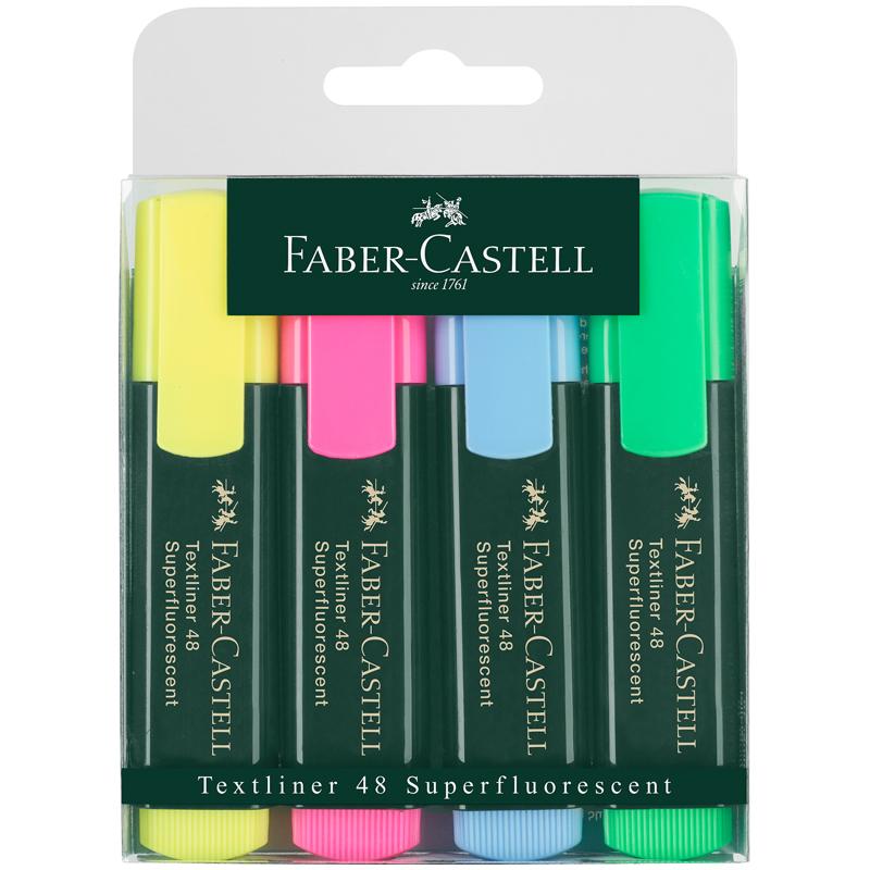 Набор текстовыделителей Faber-Castell "48" 4цв., 1-5мм, пластик. уп., Набор текстовыделителей Faber-Castell "48" 4цв., 1-5мм, пластик. уп.,