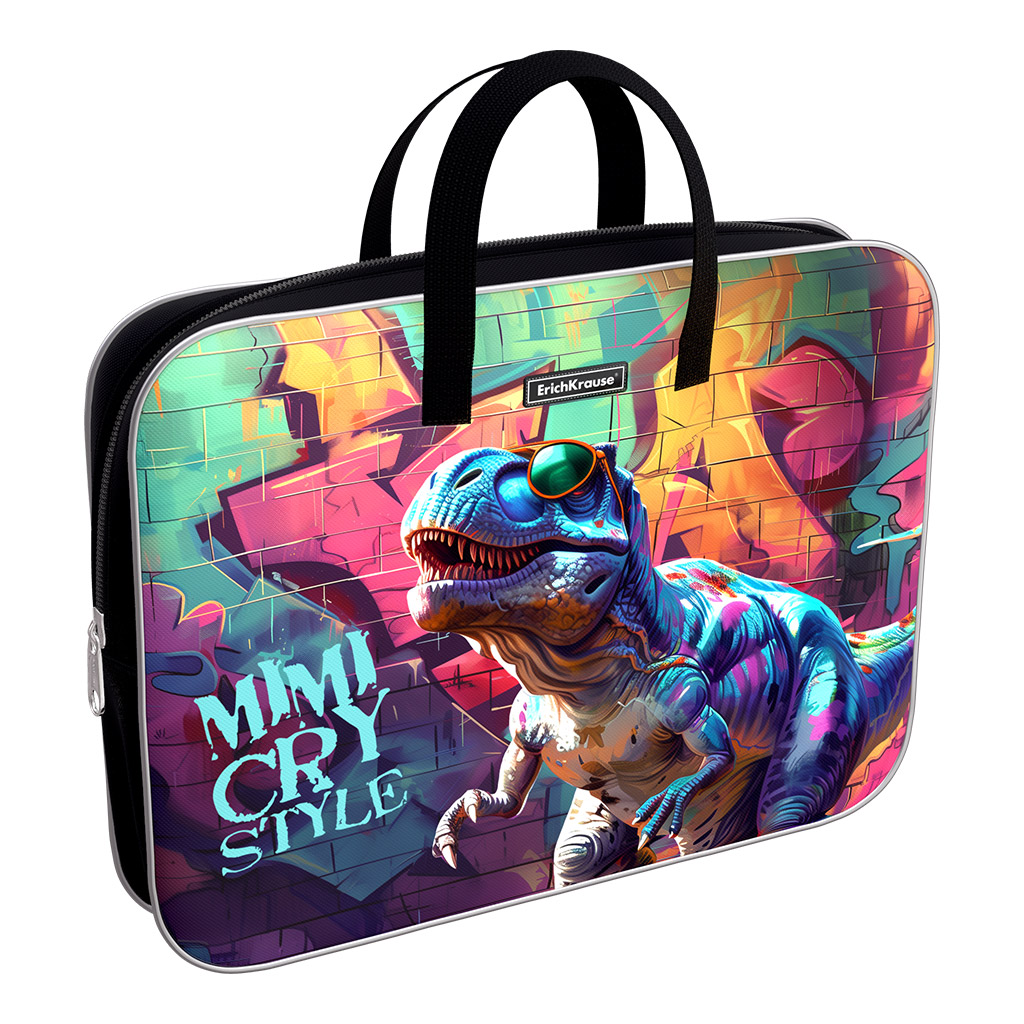 Папка текстильная на молнии ErichKrause с ручками Dino Art, A4+ Папка текстильная на молнии ErichKrause с ручками Dino Art, A4+