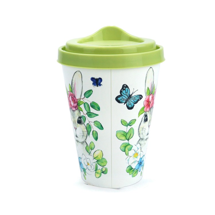 Стакан пластиковый c крышкой "Кроль-Вилль". Цветочная Зая, 420мл Стакан пластиковый c крышкой "Кроль-Вилль". Цветочная Зая, 420мл