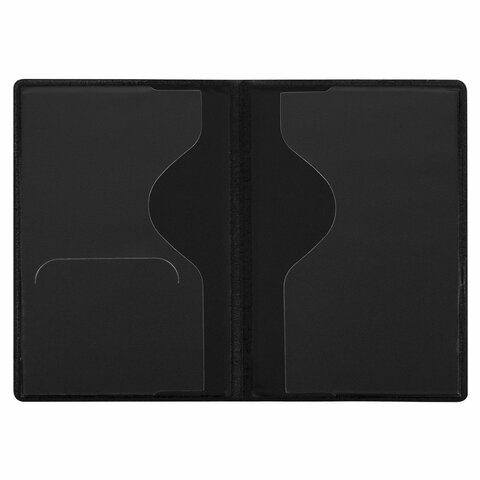 Обложка для паспорта, мягкий полиуретан, "PASSPORT", черная, STAFF,