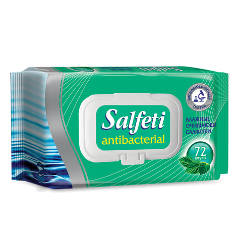 Салфетки влажные, 72 шт., SALFETI "Antibacterial", антибактериальные, Салфетки влажные, 72 шт., SALFETI "Antibacterial", антибактериальные,