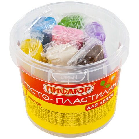 Пластилин на растительной основе (тесто для лепки) ПИФАГОР, 7 цветов, 210 г, Пластилин на растительной основе (тесто для лепки) ПИФАГОР, 7 цветов, 210 г,
