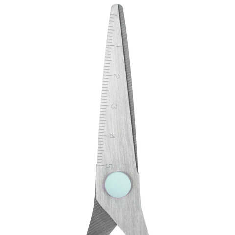 Ножницы BRAUBERG KIDS 130 мм, ручки мятные, закругленные лезвия с линейкой,