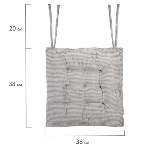Подушка на стул "ВЕЛЬВЕТ" 38х38 см, полиэстер, серая, PRIMILA