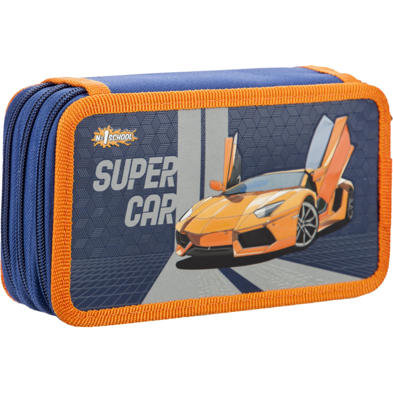 Пенал №1School Super car 3 отд., выборочный лак, 190x110 мм, ПКК 12 Пенал №1School Super car 3 отд., выборочный лак, 190x110 мм, ПКК 12