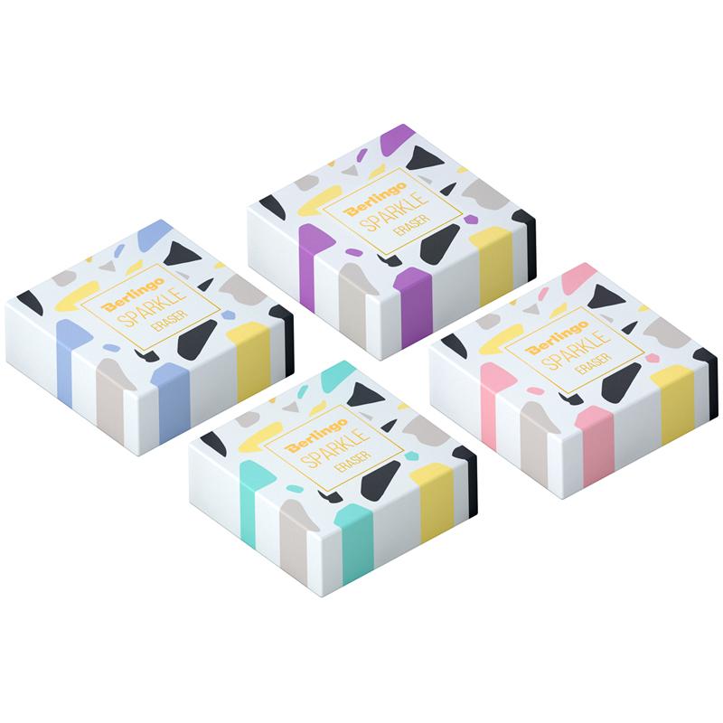 Ластик Berlingo "Sparkle", прямоугольный, цвета ассорти, 34*34*12мм Ластик Berlingo "Sparkle", прямоугольный, цвета ассорти, 34*34*12мм