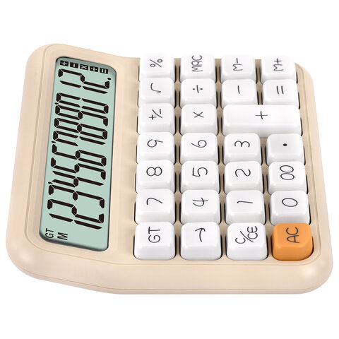 Калькулятор настольный BRAUBERG KW-1000-BG (152x132 мм), 3D-кнопки, 12 разрядов,