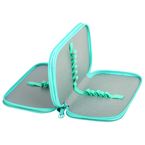 Пенал ЮНЛАНДИЯ, 2 отделения, ламинированный картон, блестки, 19х11 см,