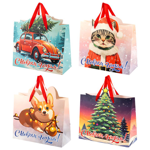 Пакет подарочный (1 шт.) новогодний, 26х13х32 см "Без границ" ассорти, Пакет подарочный (1 шт.) новогодний, 26х13х32 см "Без границ" ассорти,