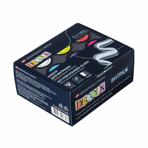 Краски акриловые для витража с контуром "Декола", 9 цветов по 20 мл, в Краски акриловые для витража с контуром "Декола", 9 цветов по 20 мл, в