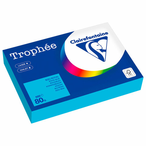 Бумага цветная CLAIREFONTAINE, А4, 80 г/м2, 500 л., интенсив, королевский синий, Бумага цветная CLAIREFONTAINE, А4, 80 г/м2, 500 л., интенсив, королевский синий,