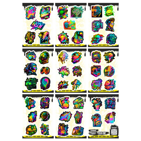 Наклейки виниловые, 44-50 шт., 9 листов, А6, "МОДЕРН", АССОРТИ,