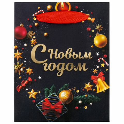 Пакет подарочный новогодний 11,4x6,4x14,6 см ЗОЛОТАЯ СКАЗКА "New Year" Пакет подарочный новогодний 11,4x6,4x14,6 см ЗОЛОТАЯ СКАЗКА "New Year"