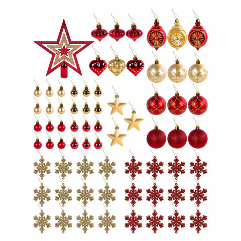 Шары новогодние ёлочные "Red & Gold Luxury" 70 предметов, Шары новогодние ёлочные "Red & Gold Luxury" 70 предметов,