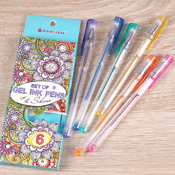 Набор ручек гелевых 6цв. "Darvish" с блеском Набор ручек гелевых 6цв. "Darvish" с блеском