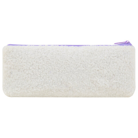 Пенал ЮНЛАНДИЯ, 1 отделение, плюш, "Bear", белый, 22x8х3 см, 272270