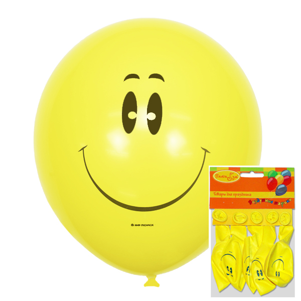 12"/30см Упаковка с хедером Х27 Пастель (шелк) YELLOW 1 ст. рис Смайл 5шт 12"/30см Упаковка с хедером Х27 Пастель (шелк) YELLOW 1 ст. рис Смайл 5шт