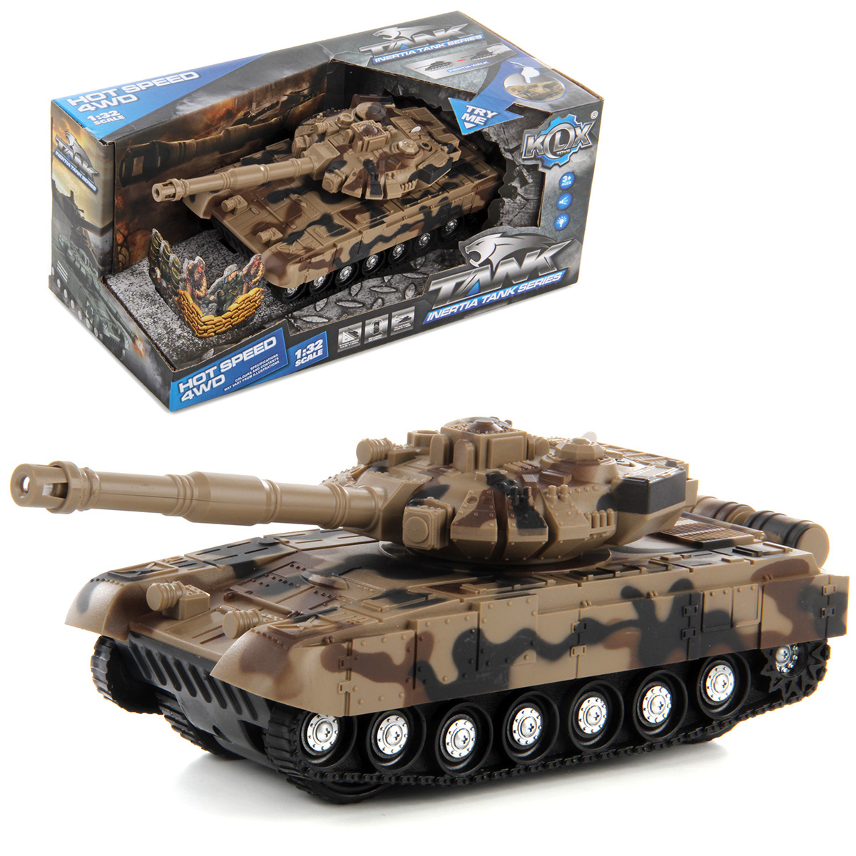 Танк 1:32 со светом и звуком, 28х14х12, коробка Танк 1:32 со светом и звуком, 28х14х12, коробка