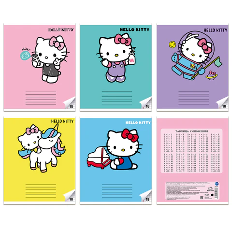 Тетрадь 18 л. CENTRUM клетка, обложка картон, "Hello Kitty" (микс в Тетрадь 18 л. CENTRUM клетка, обложка картон, "Hello Kitty" (микс в