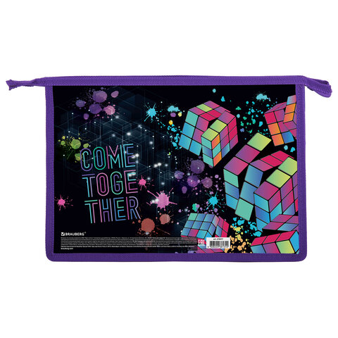 Папка для труда на молнии BRAUBERG А4, 2 отделения, органайзер, "Come Папка для труда на молнии BRAUBERG А4, 2 отделения, органайзер, "Come