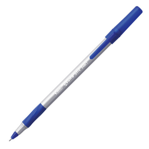 Ручка шариковая с грипом BIC "Round Stic Exact", СИНЯЯ, корпус серый, Ручка шариковая с грипом BIC "Round Stic Exact", СИНЯЯ, корпус серый,