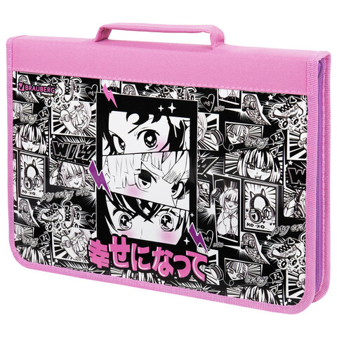 Папка на молнии BRAUBERG А4 с ручкой, с органайзером, 1 отделение, "Anime Папка на молнии BRAUBERG А4 с ручкой, с органайзером, 1 отделение, "Anime