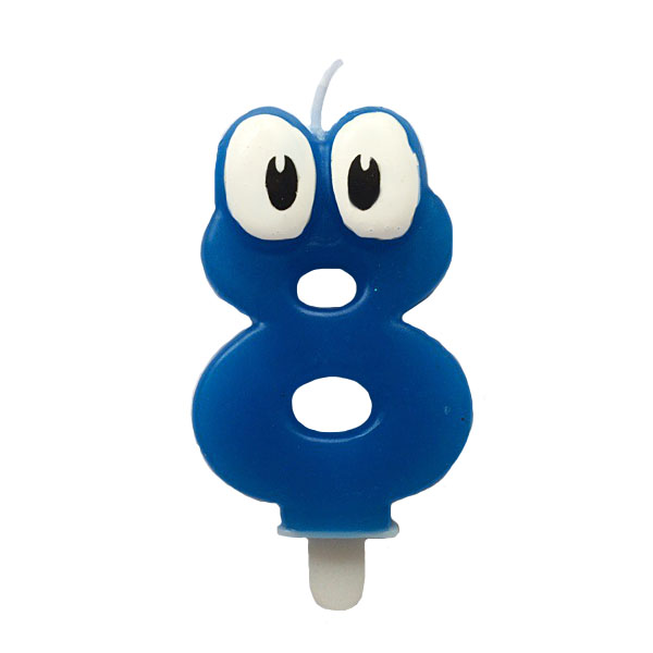 Свеча Цифра 8 Синяя С глазками 6,5см Свеча Цифра 8 Синяя С глазками 6,5см