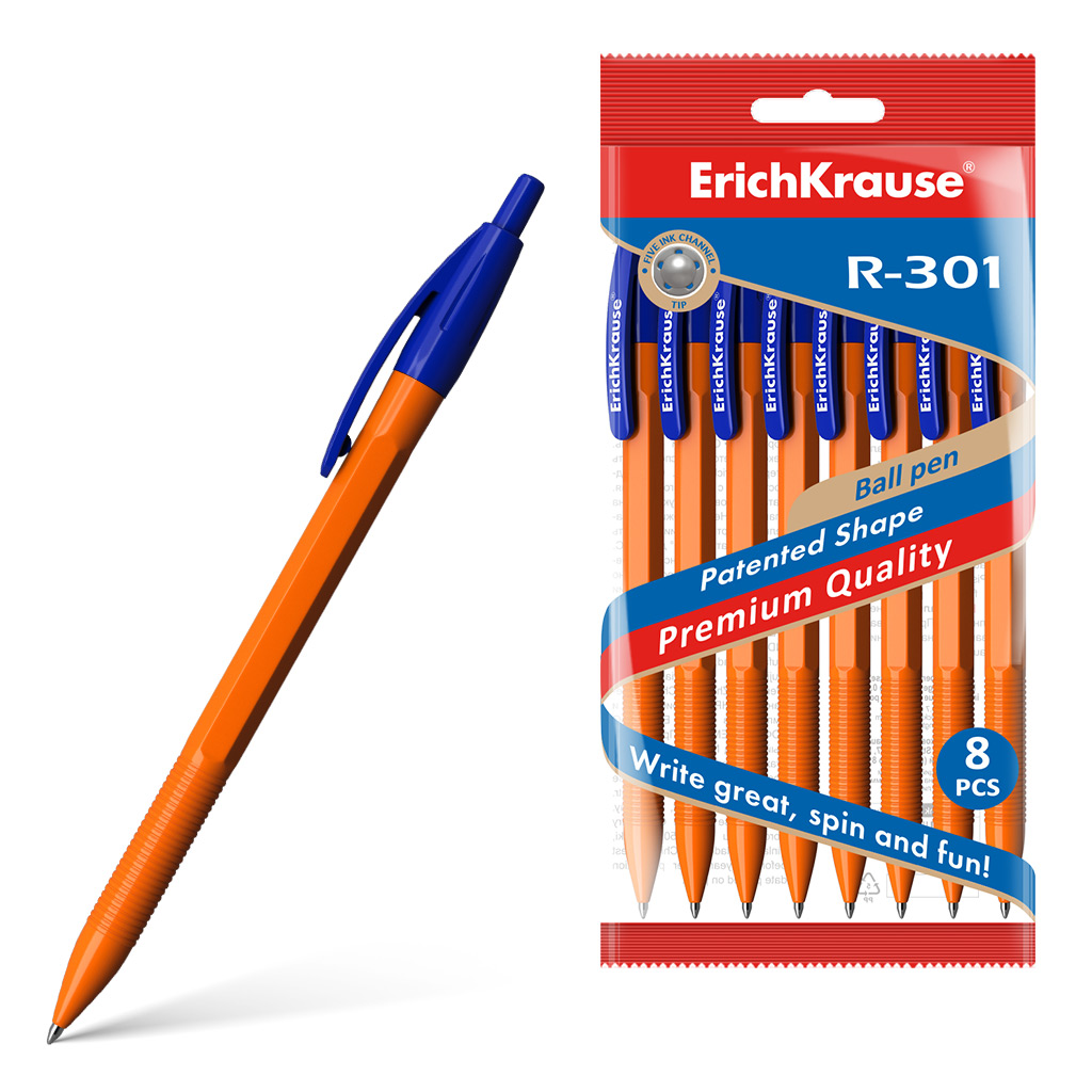Ручка шариковая автоматическая ErichKrause® R-301 Orange Matic 0.7, цвет чернил Ручка шариковая автоматическая ErichKrause® R-301 Orange Matic 0.7, цвет чернил
