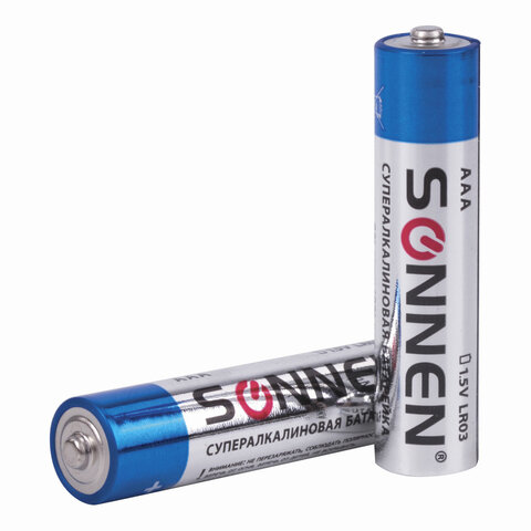 Батарейки КОМПЛЕКТ 2 шт., SONNEN Super Alkaline, AAA (LR03, 24А), алкалиновые, Батарейки КОМПЛЕКТ 2 шт., SONNEN Super Alkaline, AAA (LR03, 24А), алкалиновые,
