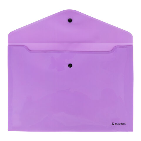 Папка-конверт с кнопкой BRAUBERG "Pastel", А4, до 100 листов,