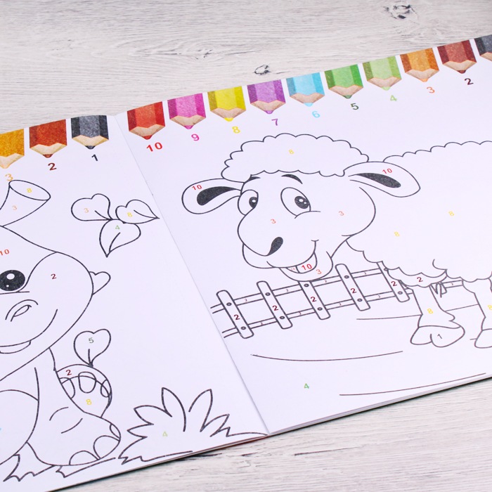 Раскраска-книжка по номерам 28*28см "В зоопарке"