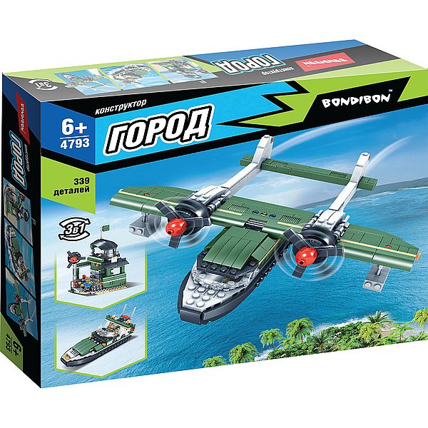 Конструктор Bondibon, Город, Водный дозор, 339 деталей, 3 в 1 Конструктор Bondibon, Город, Водный дозор, 339 деталей, 3 в 1