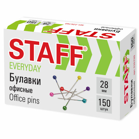 Булавки офисные STAFF, 28 мм, 150 шт., в картонной коробке, 226760 Булавки офисные STAFF, 28 мм, 150 шт., в картонной коробке, 226760