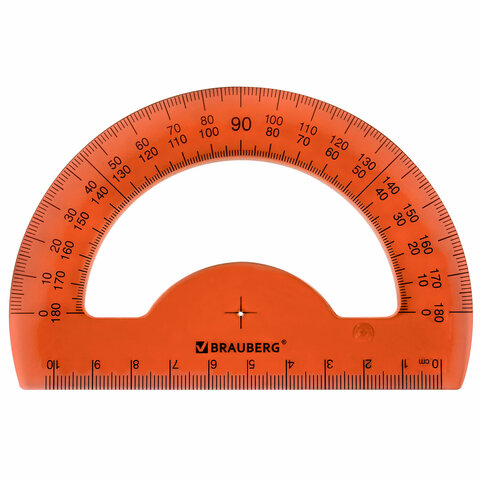 Транспортир 10 см BRAUBERG "FRUITY", 180 градусов, пластик,