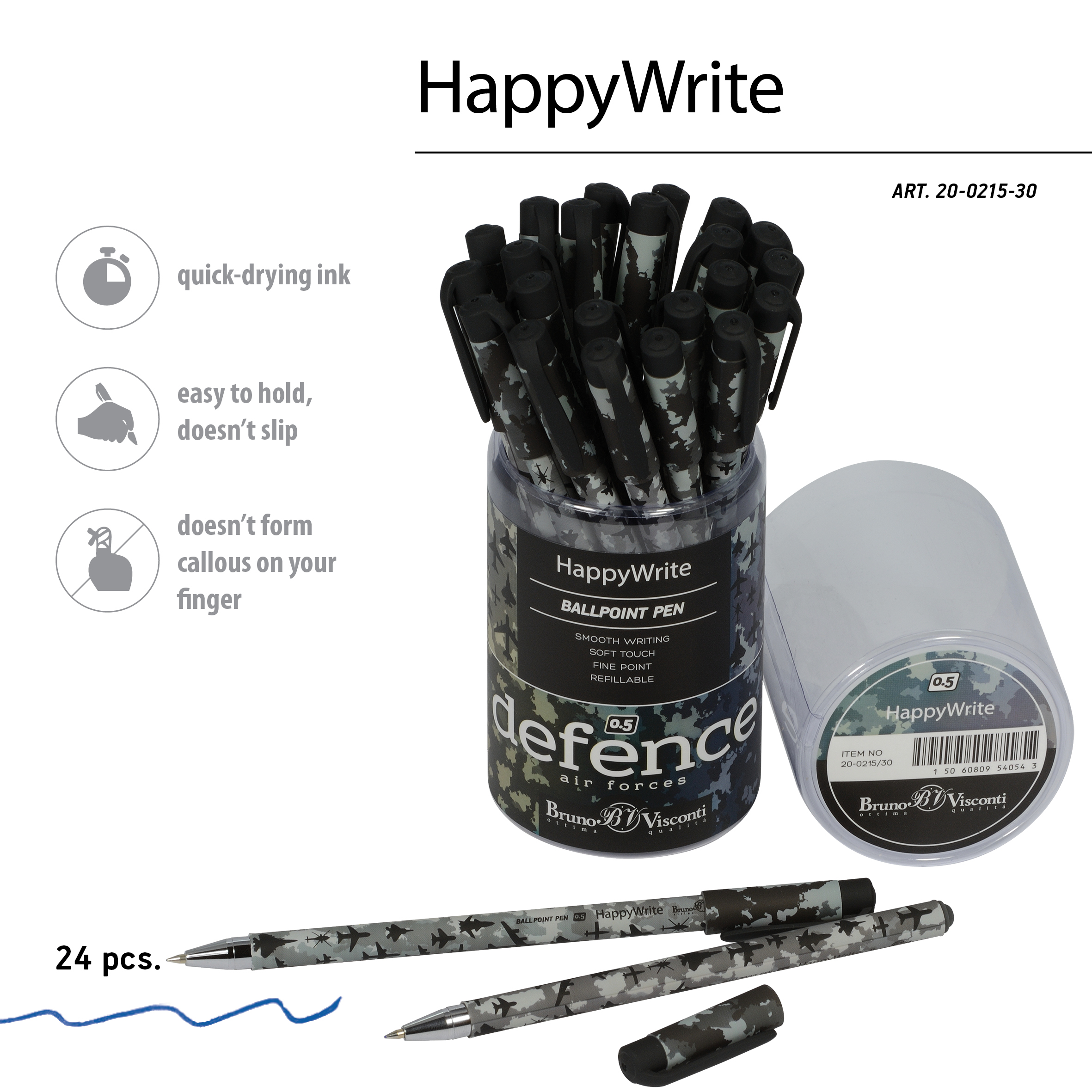 РУЧКА "HappyWrite. Военный паттерн. Самолеты" 0.5 ММ, СИНЯЯ РУЧКА "HappyWrite. Военный паттерн. Самолеты" 0.5 ММ, СИНЯЯ