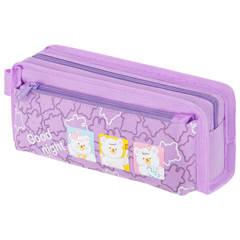 Пенал ЮНЛАНДИЯ ЮНИОР, 2 отделения, с ручкой, полиэстер, "Bears", Пенал ЮНЛАНДИЯ ЮНИОР, 2 отделения, с ручкой, полиэстер, "Bears",