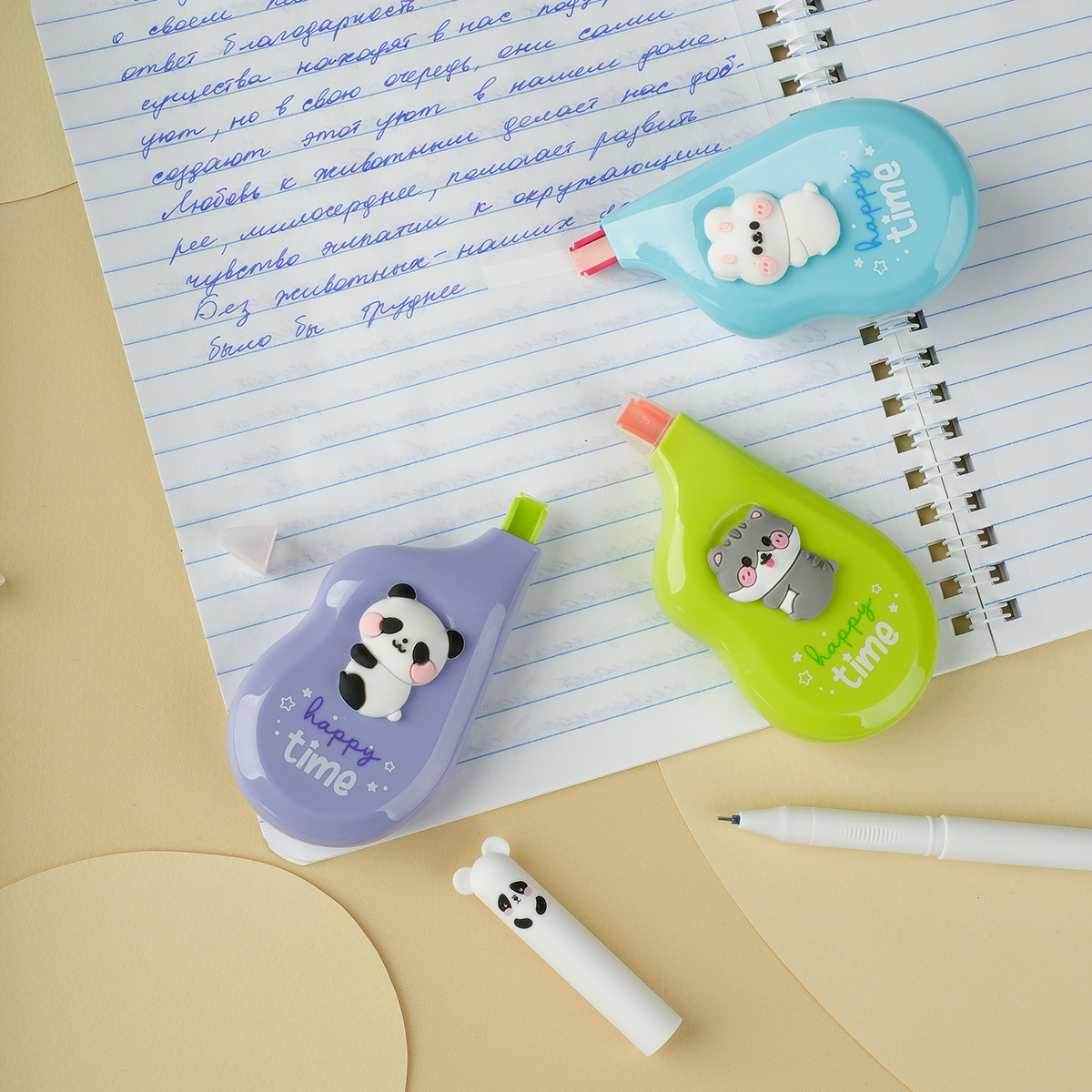 Корректирующая лента MESHU "Happy friends", 5мм*8м, блистер, Корректирующая лента MESHU "Happy friends", 5мм*8м, блистер,