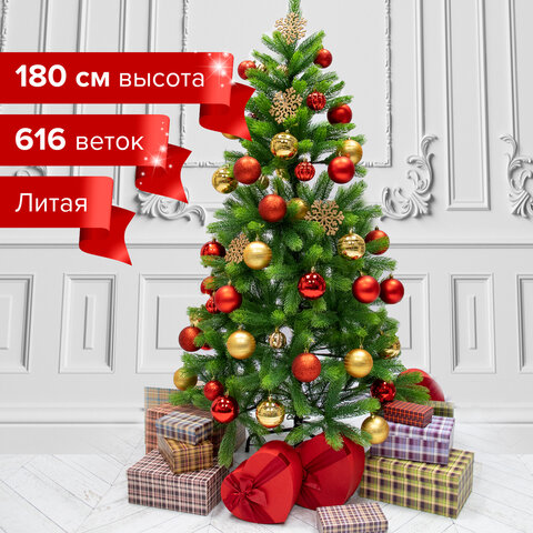 Ель новогодняя искусственная "Premium" 180 см, литой ПЭТ, зеленая, Ель новогодняя искусственная "Premium" 180 см, литой ПЭТ, зеленая,