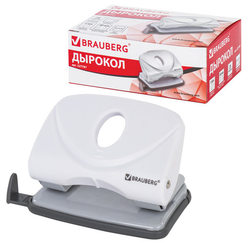 Дырокол BRAUBERG "Original", до 20 листов, белый, 227787 Дырокол BRAUBERG "Original", до 20 листов, белый, 227787