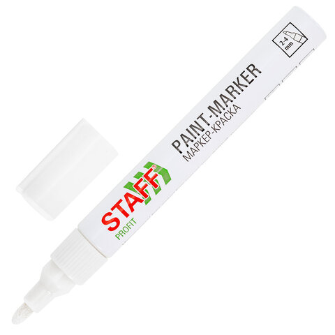 Маркер-краска лаковый (paint marker) 2-4 мм, БЕЛЫЙ, КОМПЛЕКТ 12 ШТУК,