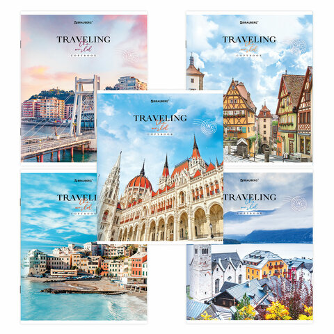 Тетрадь А5, 96 л. BRAUBERG, скоба, линия, "Traveling", 404439 Тетрадь А5, 96 л. BRAUBERG, скоба, линия, "Traveling", 404439