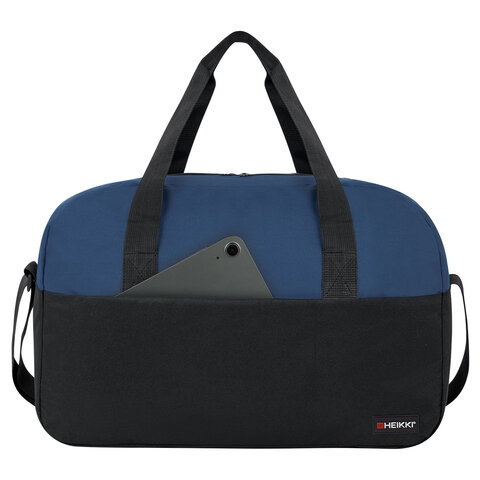 Сумка спортивная HEIKKI BASE (ХЕЙКИ), карман на молнии, черная/темно-синяя, Сумка спортивная HEIKKI BASE (ХЕЙКИ), карман на молнии, черная/темно-синяя,