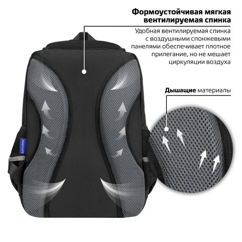 Рюкзак BRAUBERG STAR, 1 отделение, 5 карманов, "Claws", черный, Рюкзак BRAUBERG STAR, 1 отделение, 5 карманов, "Claws", черный,