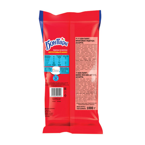 Конфеты-леденцы Бон Пари "Фруктовый Микс", ассорти, 1 кг, 11625459