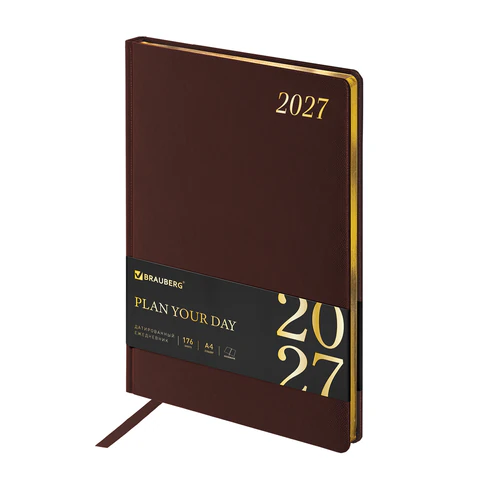 Ежедневник датированный 2027, БОЛЬШОЙ ФОРМАТ 210х297 мм, А4, BRAUBERG Ежедневник датированный 2027, БОЛЬШОЙ ФОРМАТ 210х297 мм, А4, BRAUBERG