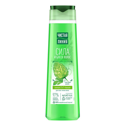 Шампунь-бальзам 2 в 1, 400 мл, ЧИСТАЯ ЛИНИЯ "Экстракт хмеля", Сила и Шампунь-бальзам 2 в 1, 400 мл, ЧИСТАЯ ЛИНИЯ "Экстракт хмеля", Сила и
