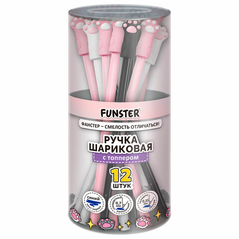 Ручка с топпером шариковая масляная FUNSTER (ФАНСТЕР) "CAT PAWS",